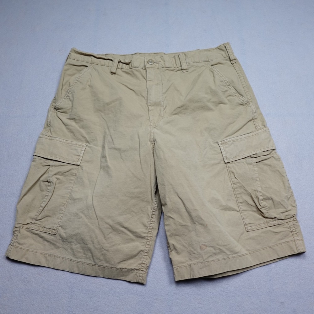 Uniqlo Cargo Shorts Mens Large 33-36 Khaki Tan Utility Camp hiking 9.5"